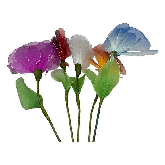 Handcrafted Artificial Multicolor Nylon Flowers Bouquet Home Event Decor - Picture 14 of 16